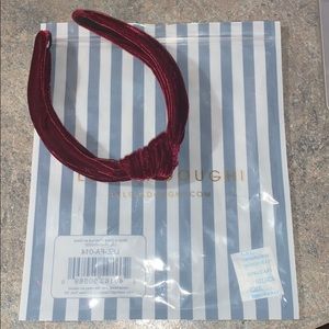 Lele Sadoughi maroon velvet knotted headband